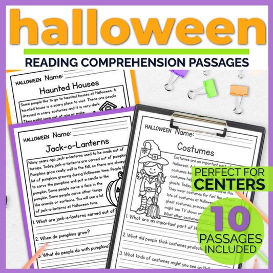 Halloween Reading Comprehension Passages + Questions
