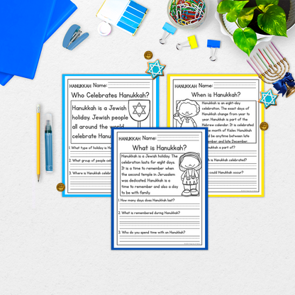 Hanukkah Reading Comprehension Passages + Questions