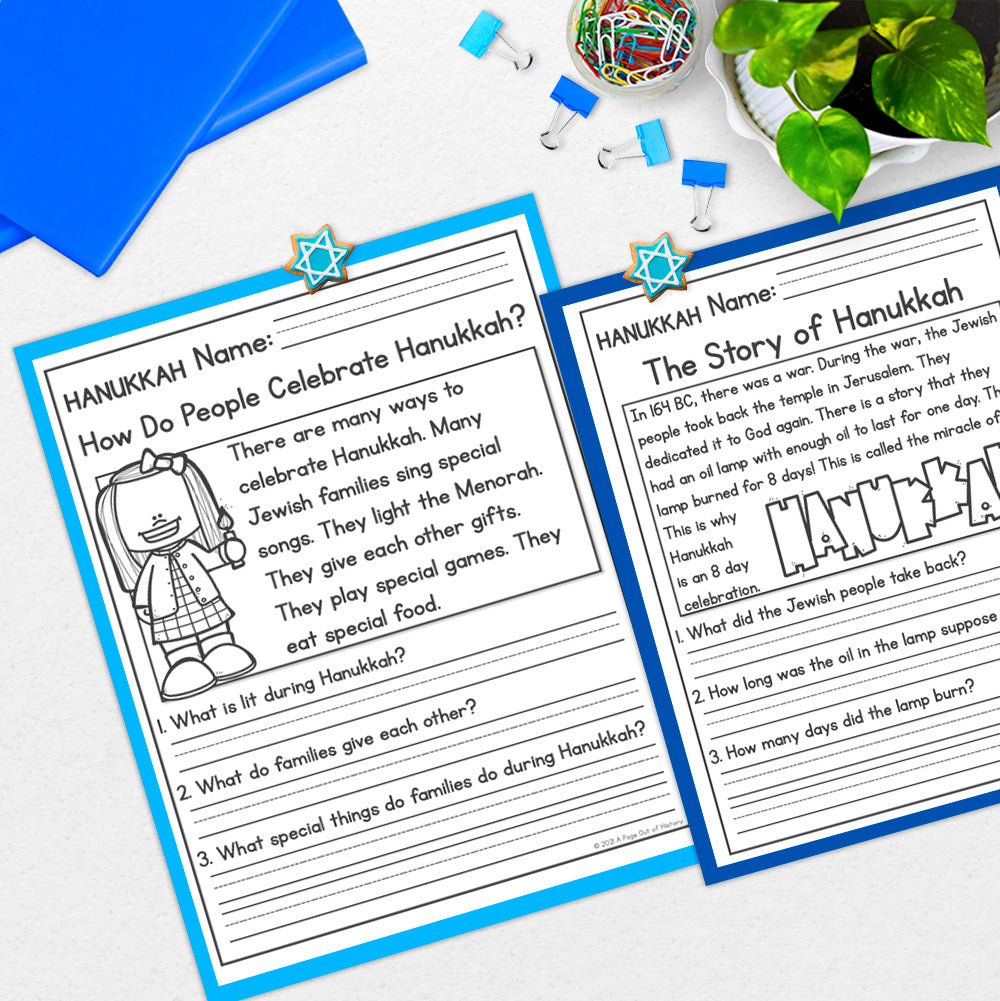 Hanukkah Reading Comprehension Passages + Questions