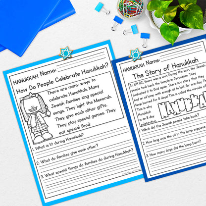 Hanukkah Reading Comprehension Passages + Questions