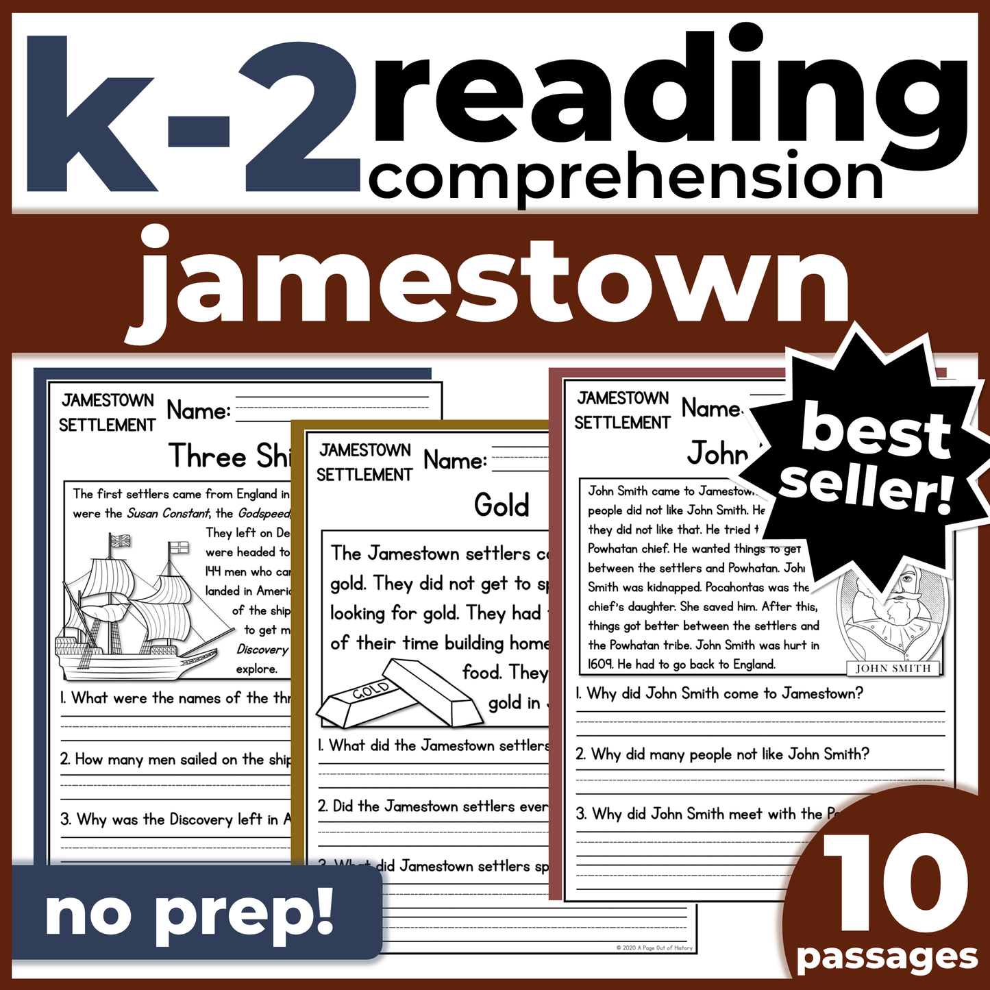 Jamestown Colony Reading Comprehension Passages + Questions