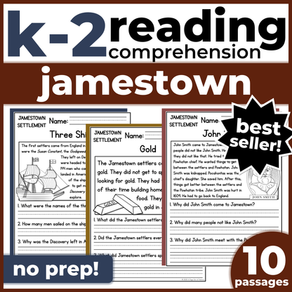 Jamestown Colony Reading Comprehension Passages + Questions