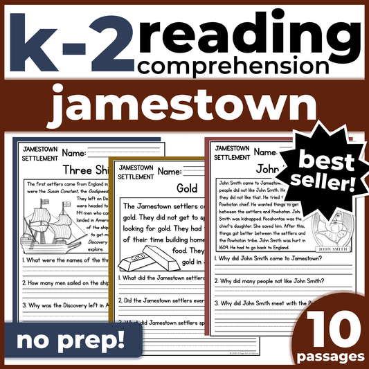 Jamestown Colony Reading Comprehension Passages + Questions