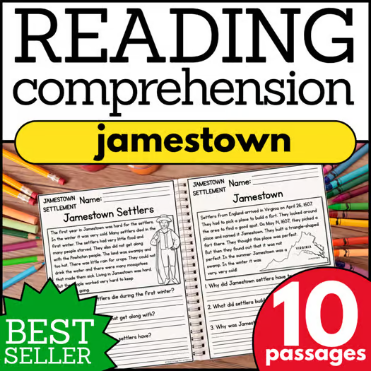 Jamestown Colony Reading Comprehension Passages + Questions