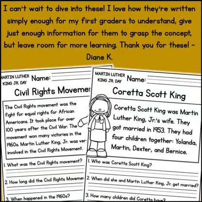 January Holidays Reading Comprehension Passages + Questions