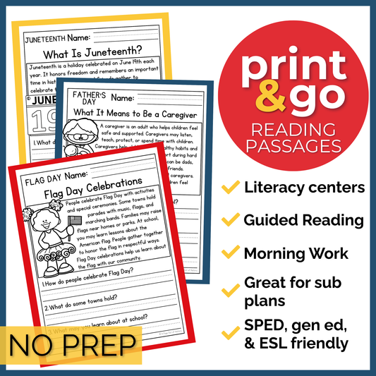 June Holidays Reading Comprehension Passages+Questions