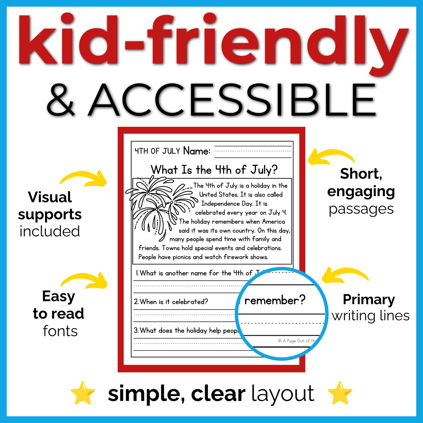 June & July Holidays Reading Comprehension Passages + Questions