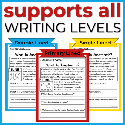June & July Holidays Reading Comprehension Passages + Questions