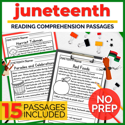 Juneteenth Reading Comprehension Passages + Questions