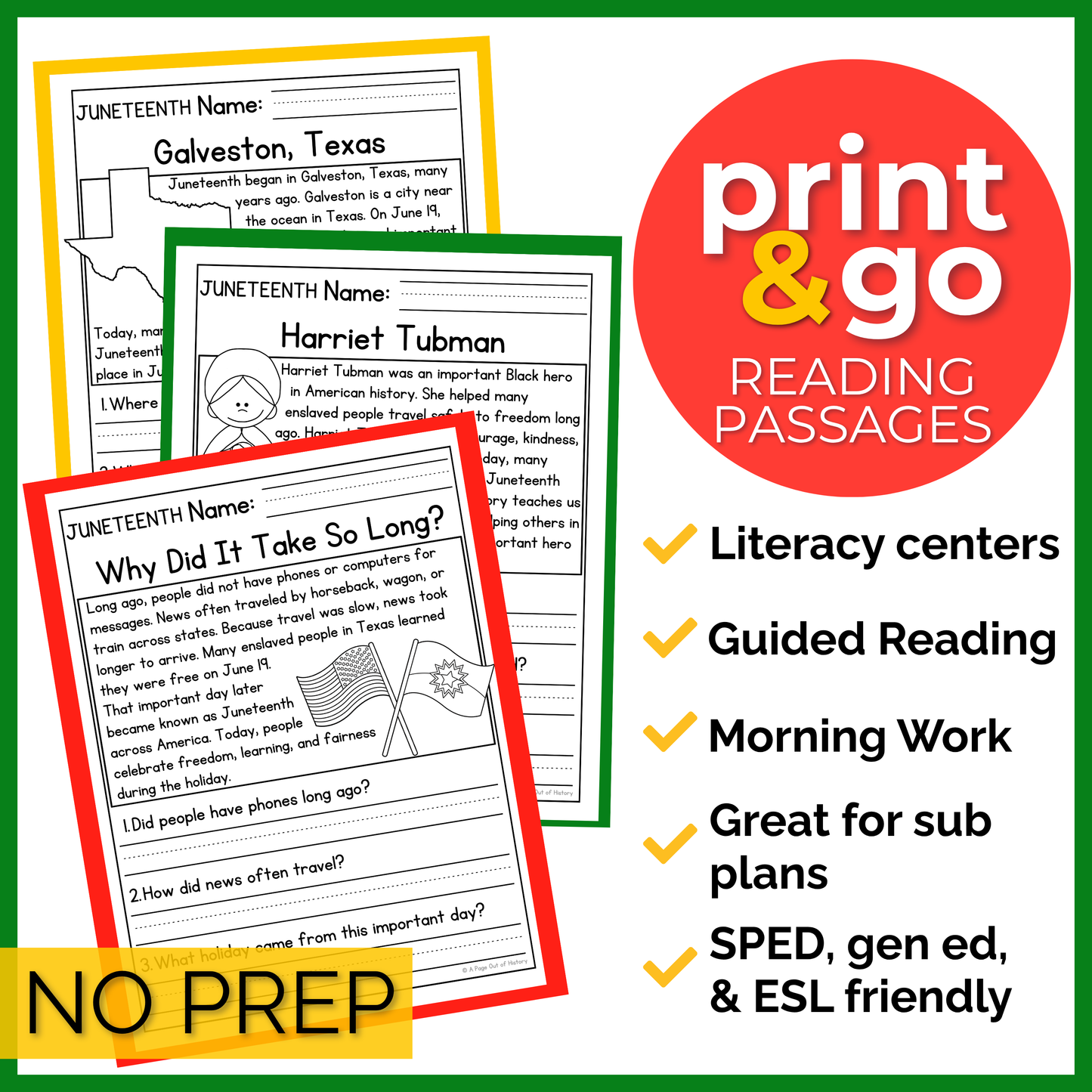 Juneteenth Reading Comprehension Passages + Questions