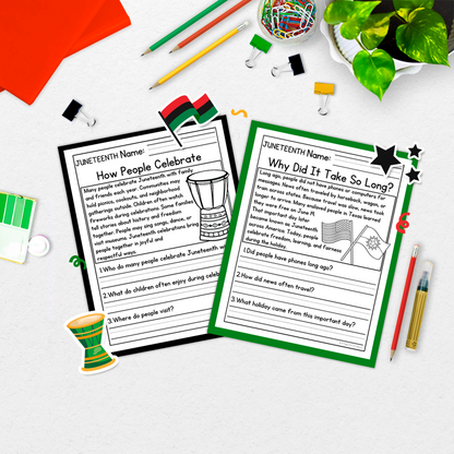 Juneteenth Reading Comprehension Passages + Questions