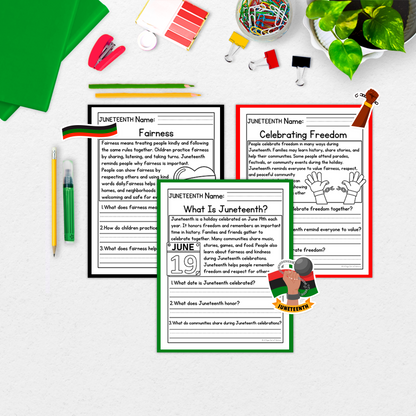 Juneteenth Reading Comprehension Passages + Questions