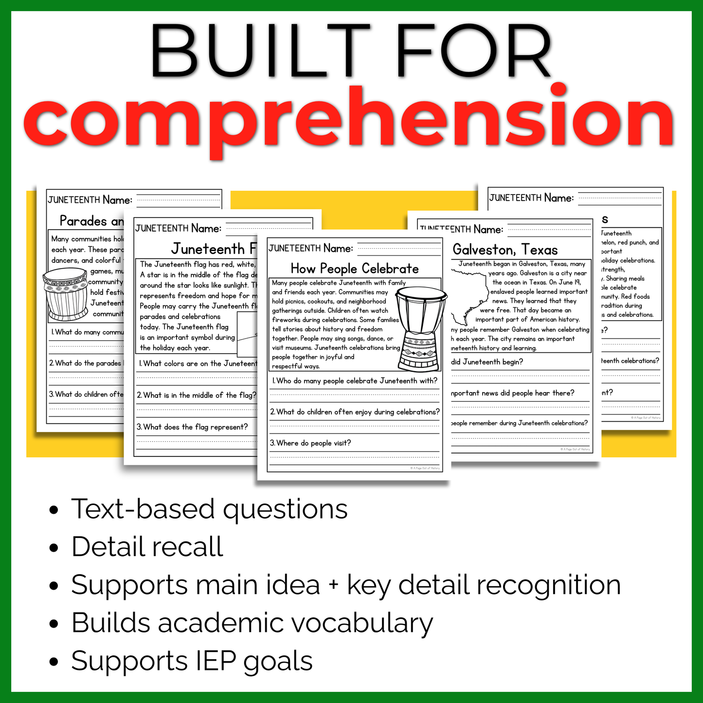 Juneteenth Reading Comprehension Passages + Questions
