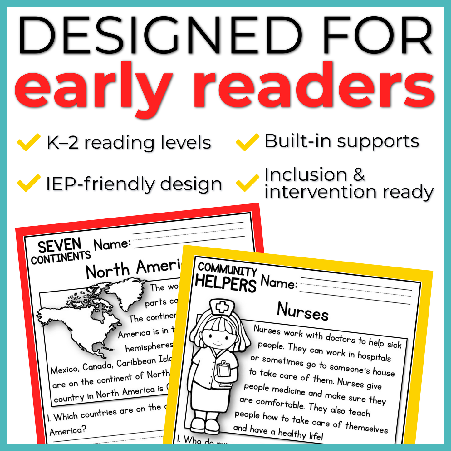 K-2 Social Studies Reading Comprehension + Questions