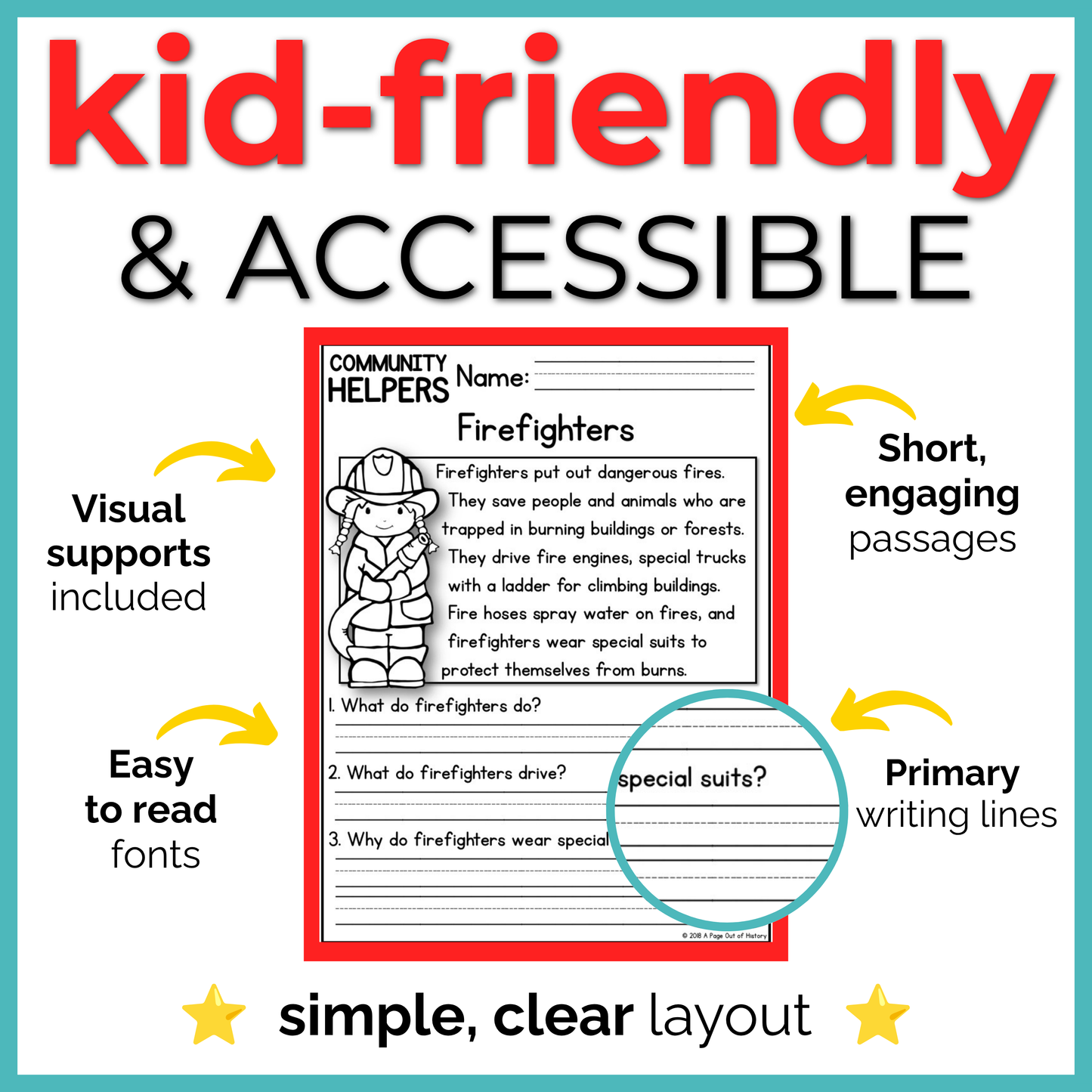 K-2 Social Studies Reading Comprehension + Questions