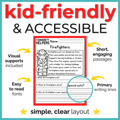 K-2 Social Studies Reading Comprehension + Questions