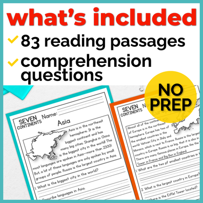 K-2 Social Studies Reading Comprehension + Questions