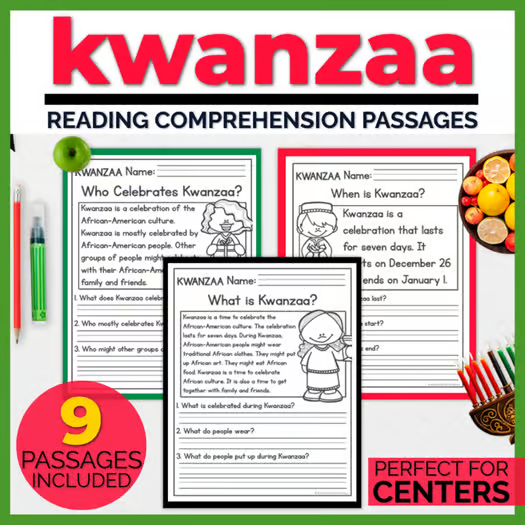 Kwanzaa Reading Comprehension Passages + Questions