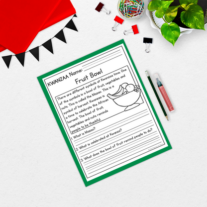 Kwanzaa Reading Comprehension Passages + Questions