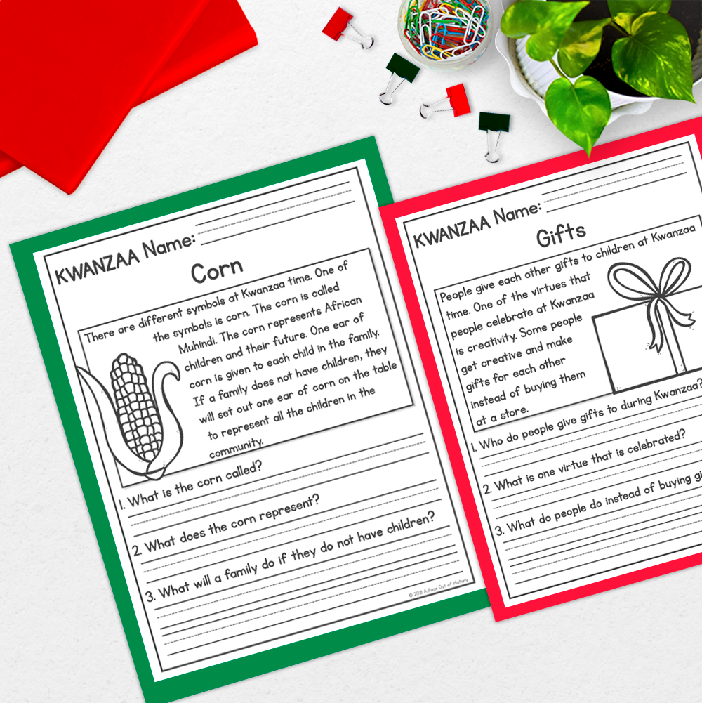 Kwanzaa Reading Comprehension Passages + Questions