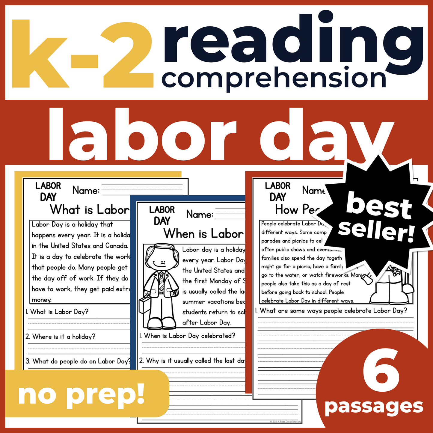 Labor Day Holiday Reading Comprehension Passages + Questions