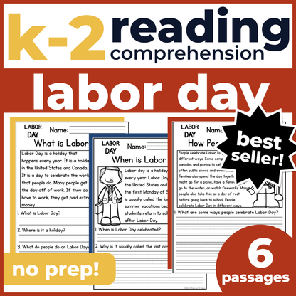 Labor Day Holiday Reading Comprehension Passages + Questions