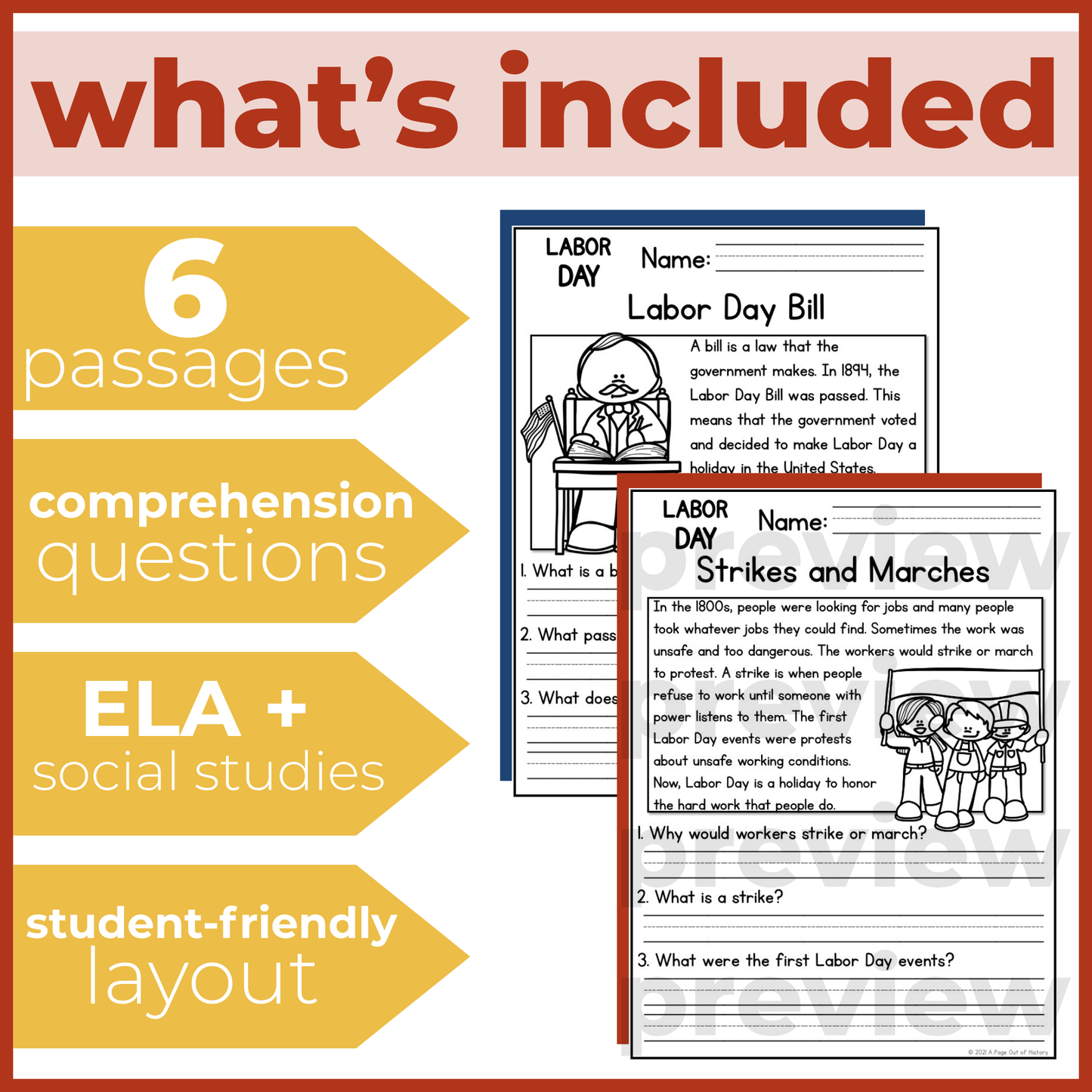 Labor Day Holiday Reading Comprehension Passages + Questions