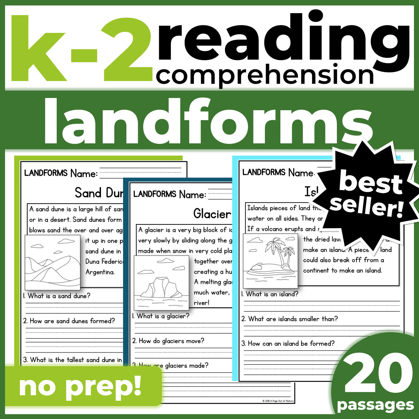 Landforms Geography Reading Comprehension Passages + Questions