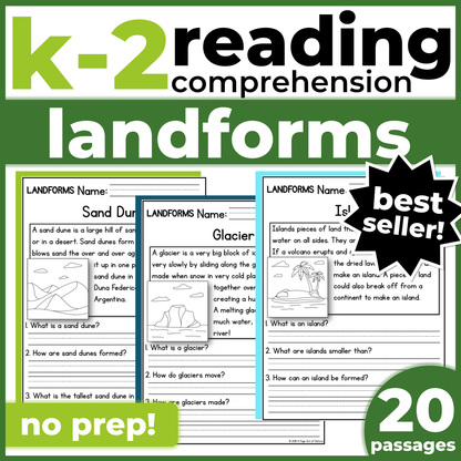 Landforms Geography Reading Comprehension Passages + Questions