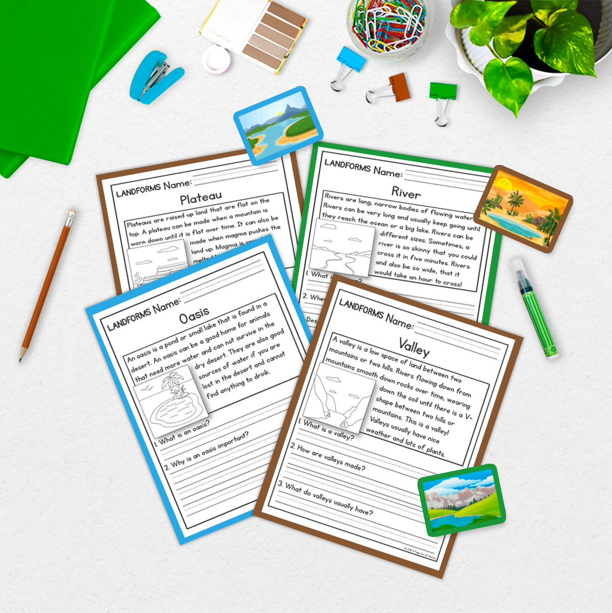 Landforms Geography Reading Comprehension Passages + Questions