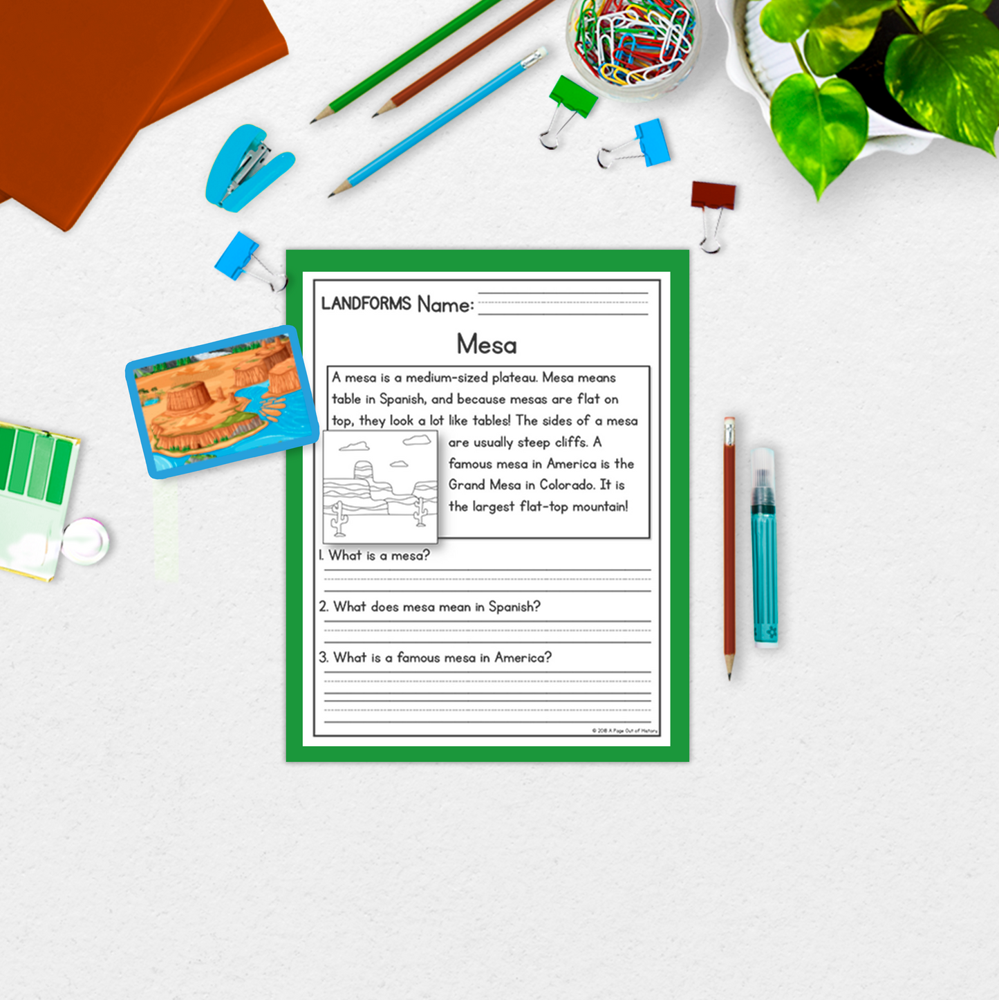Landforms Geography Reading Comprehension Passages + Questions