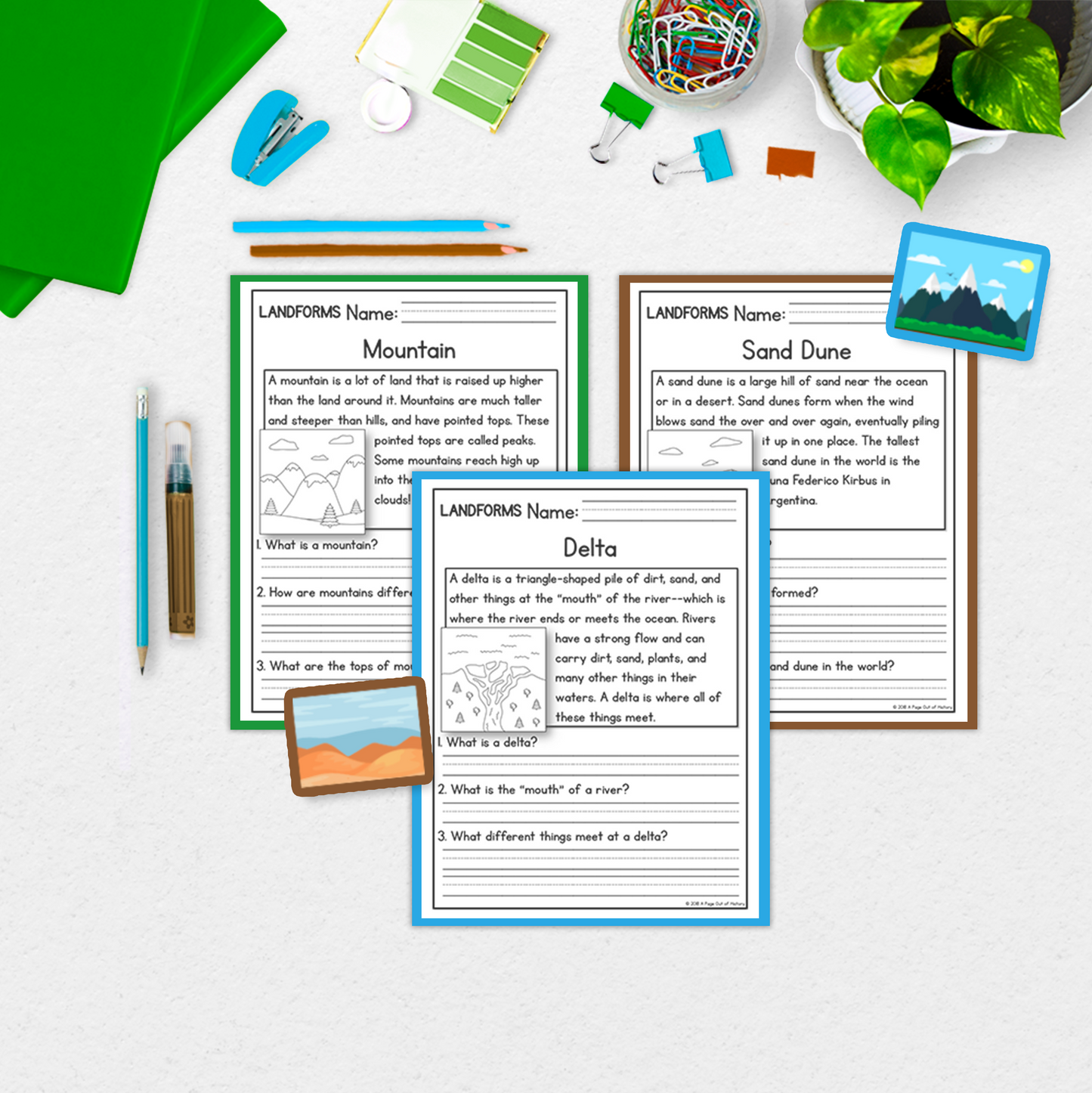 Landforms Geography Reading Comprehension Passages + Questions