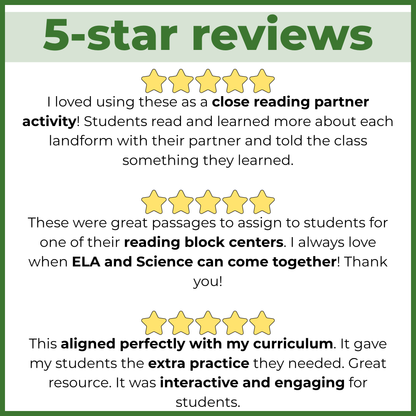 Landforms Geography Reading Comprehension Passages + Questions