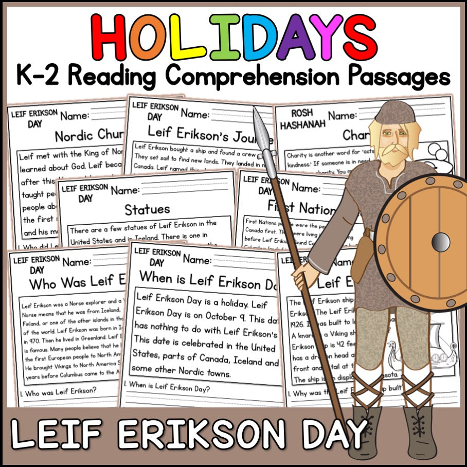 Leif Erikson Day Reading Comprehension Passages + Questions