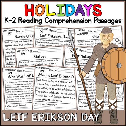 Leif Erikson Day Reading Comprehension Passages + Questions