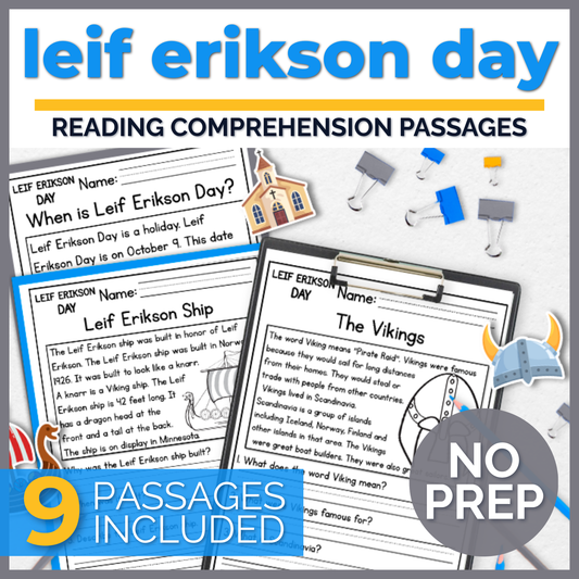 Leif Erikson Day Reading Comprehension Passages + Questions