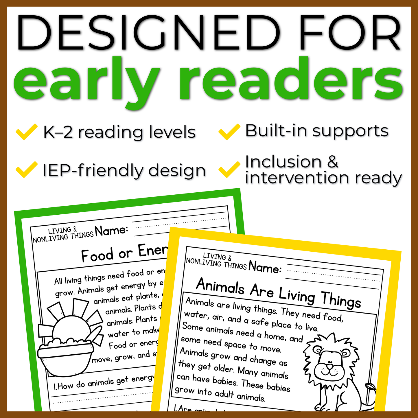 Living and Nonliving Things Reading Comprehension Passages + Questions