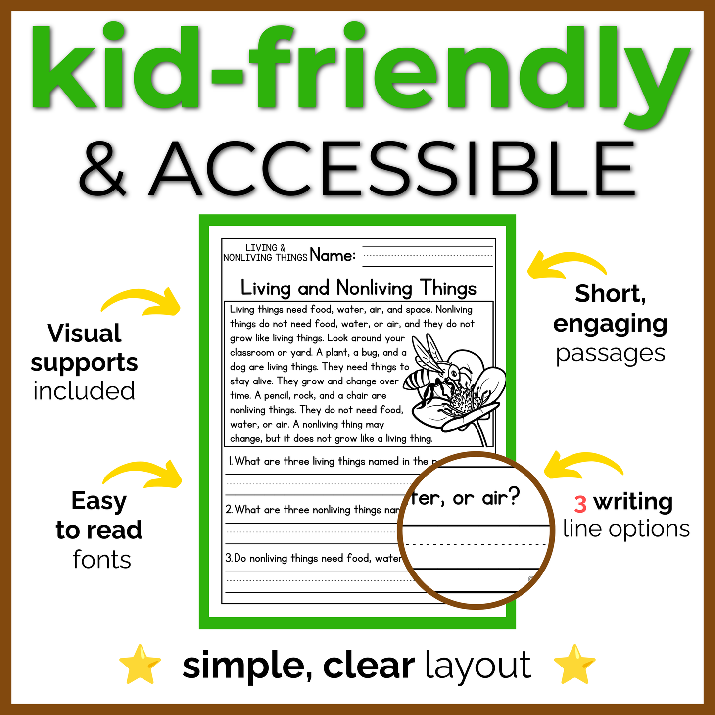 Living and Nonliving Things Reading Comprehension Passages + Questions