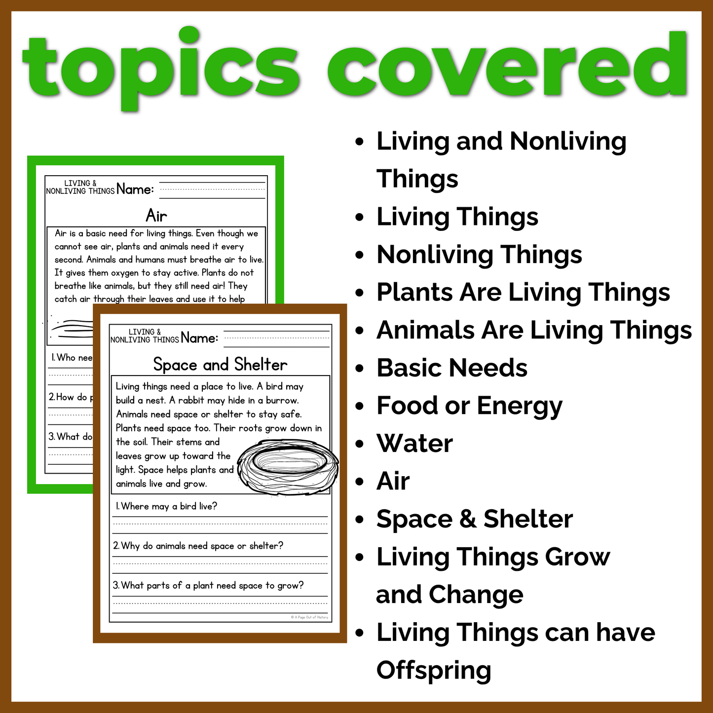 Living and Nonliving Things Reading Comprehension Passages + Questions
