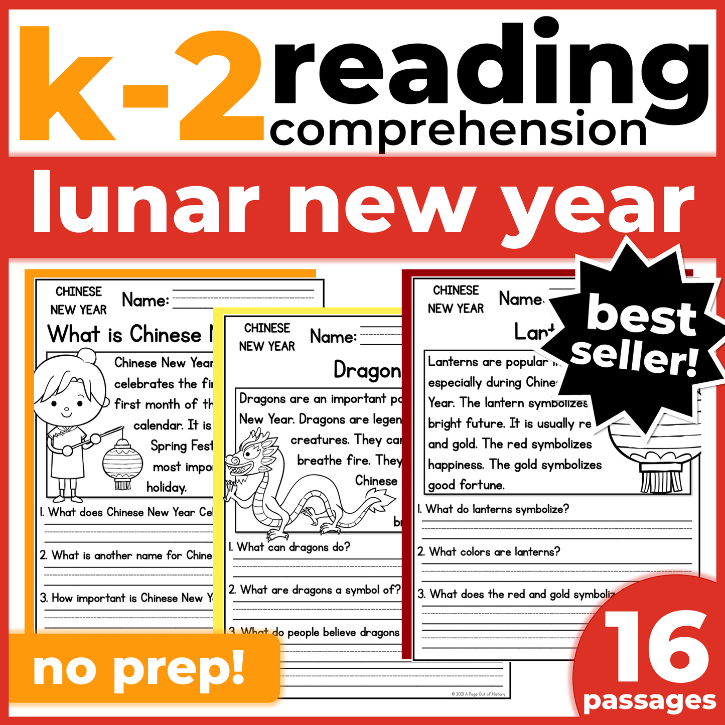 Lunar Chinese New Year Reading Comprehension Passages + Questions