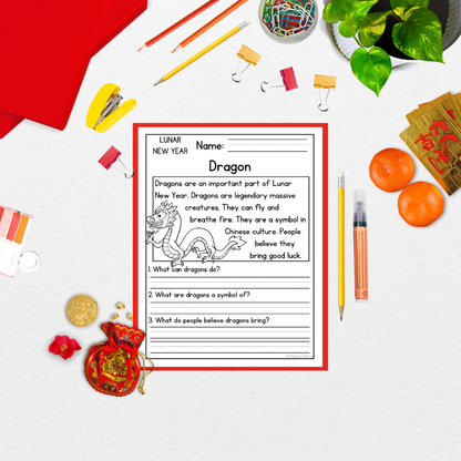 Lunar Chinese New Year Reading Comprehension Passages + Questions
