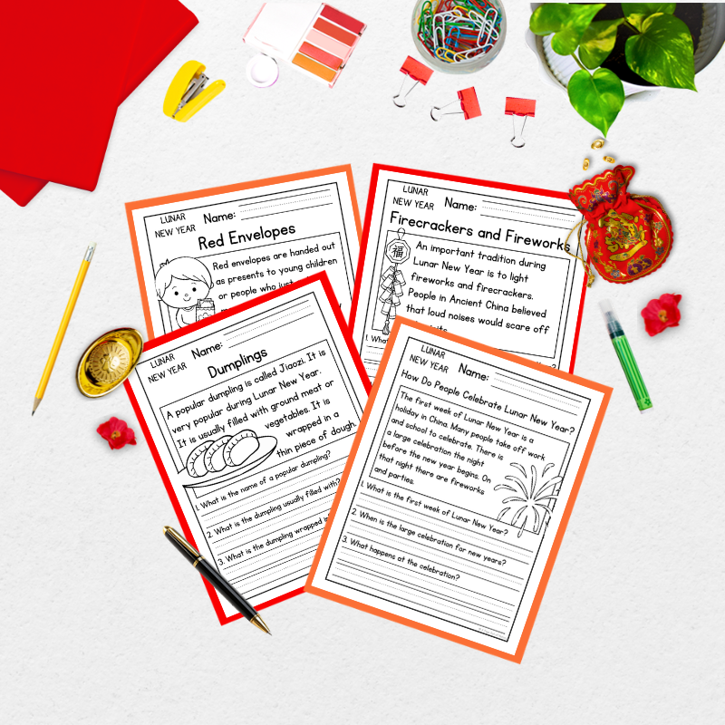 Lunar Chinese New Year Reading Comprehension Passages + Questions