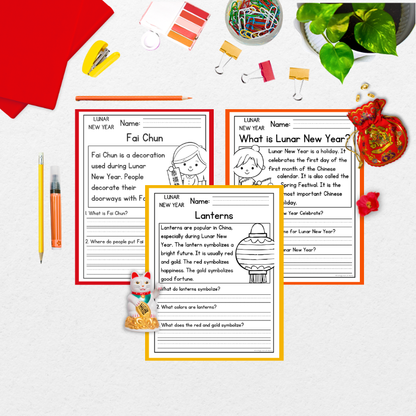 Lunar Chinese New Year Reading Comprehension Passages + Questions