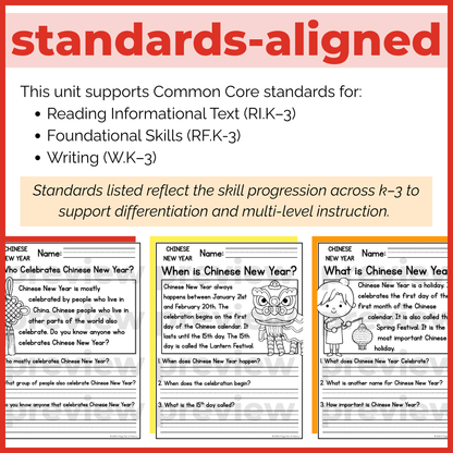 Lunar Chinese New Year Reading Comprehension Passages + Questions