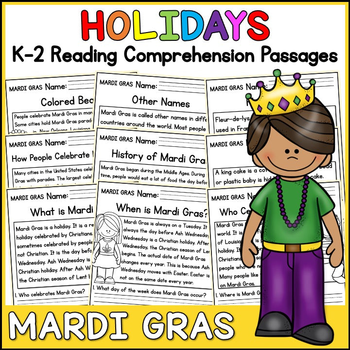 Mardi Gras Reading Comprehension Passages + Questions