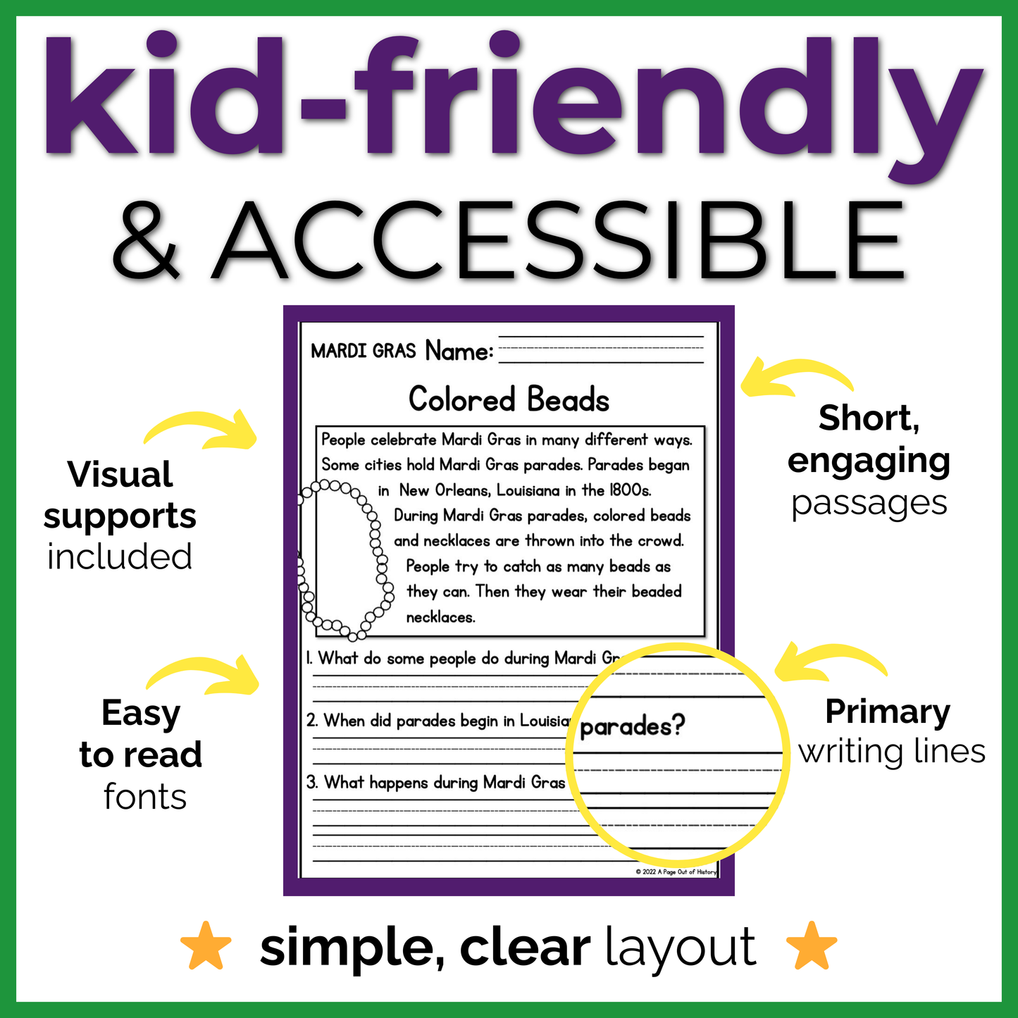 Mardi Gras Reading Comprehension Passages + Questions