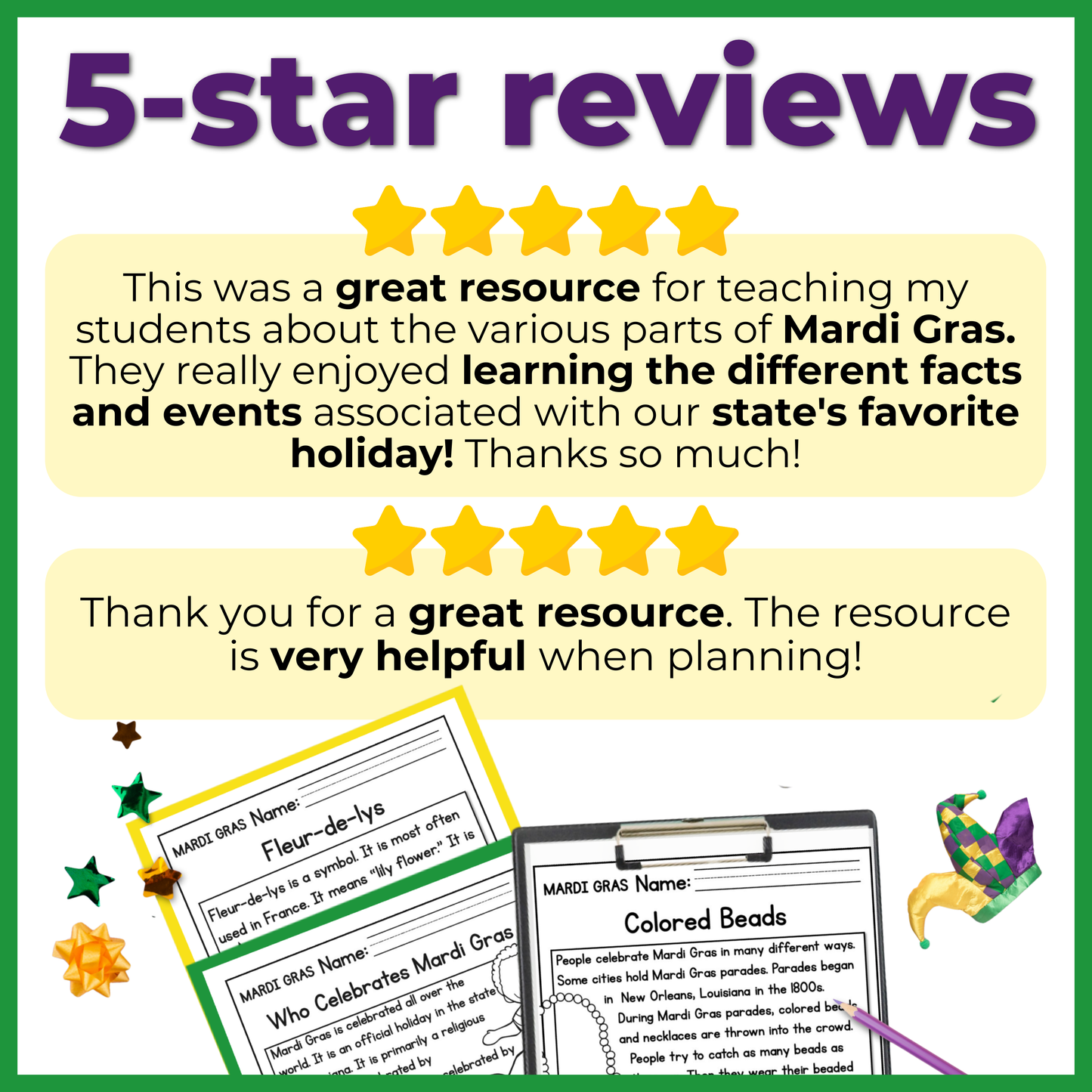 Mardi Gras Reading Comprehension Passages + Questions