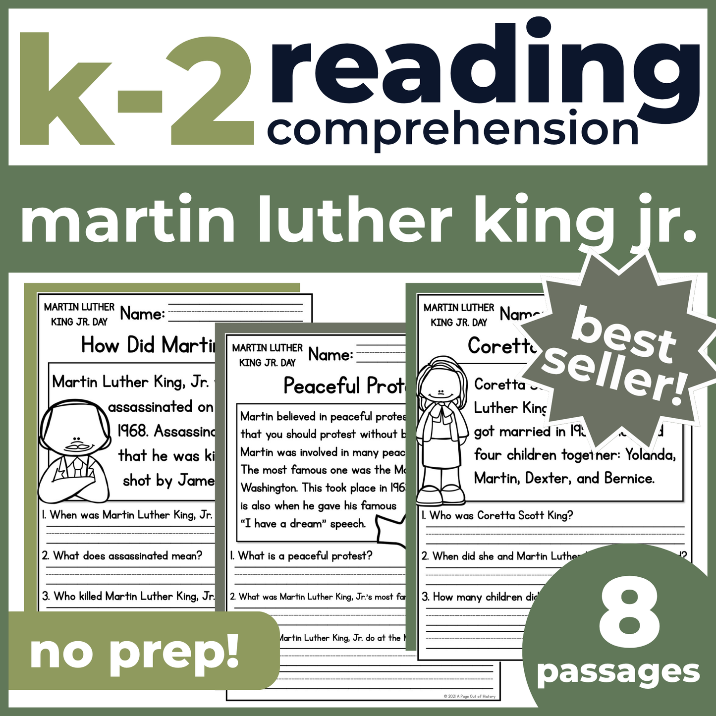 Martin Luther King Jr Reading Comprehension Passages + Questions