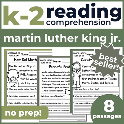 Martin Luther King Jr Reading Comprehension Passages + Questions