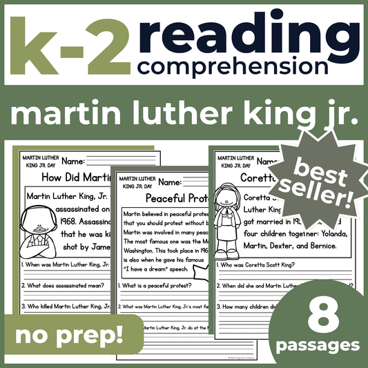 Martin Luther King Jr Reading Comprehension Passages + Questions